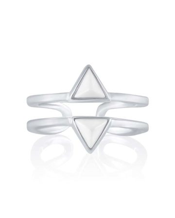 Миди-кольцо Dahlia | серебро | белый фарфор