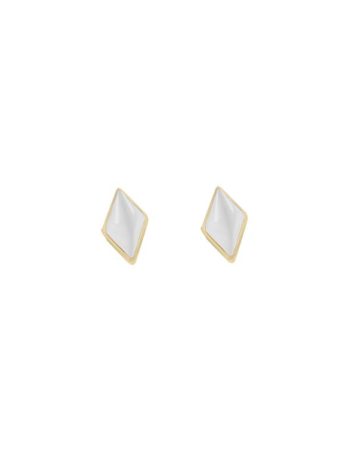 Rhombus Earring, Gold | White